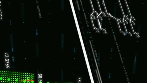 Animation of financial data processing on black background Видео 312487863