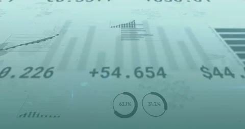 Animation of financial data processing on blue background Stock Footage 325963351