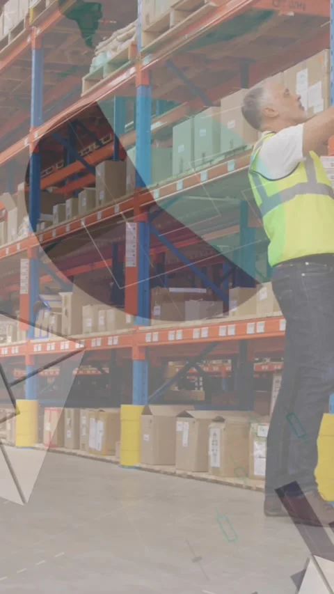 Animation of financial data processing with envelope icons over caucasian male Stock Footage 344802985