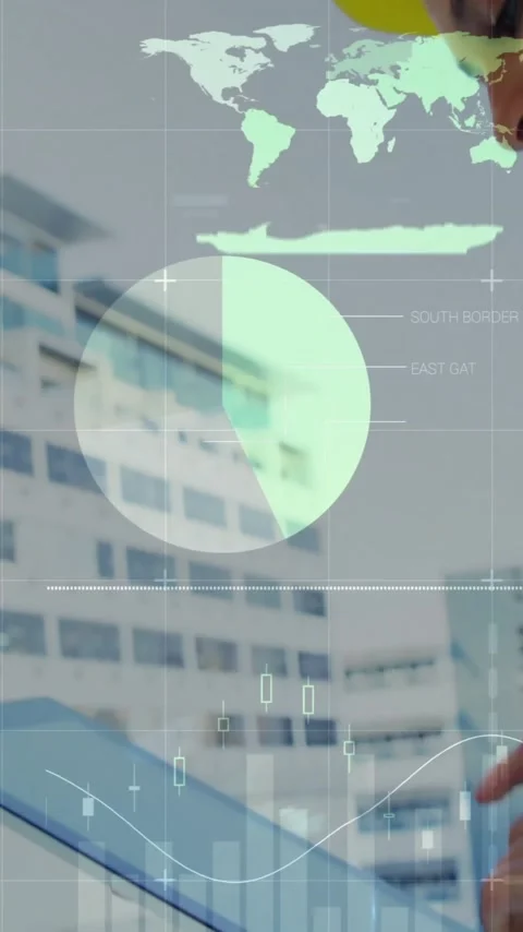 Animation of financial data processing female architect using tablet Stock Footage 323420492
