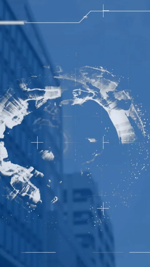 Animation of financial data processing with globe over cityscape Stock Footage 344803106