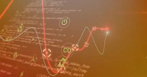 Animation of financial data processing on orange background Stock Footage 266495407