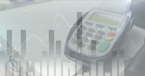 Animation of financial data processing over payment terminal Stock Footage 152167364