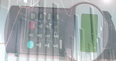 Animation of financial data processing over payment terminal Stock Footage 152167492