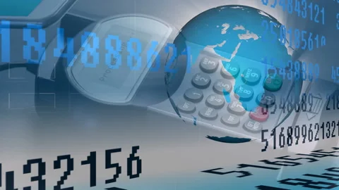 Animation of financial data processing over payment terminal Stock Footage 152167533