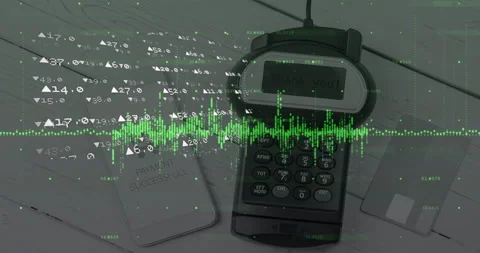 Animation of financial data processing over payment terminal Stock Footage 152167536