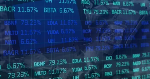 Animation of financial data processing over payment terminal Stock Footage 156818803