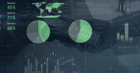 Animation of financial data processing over payment terminal Stock Footage 202155817