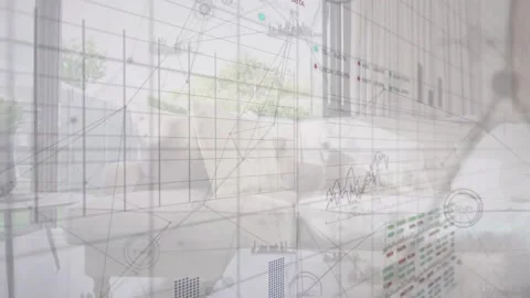 Animation of financial data processing over flat Stock Footage 202559070