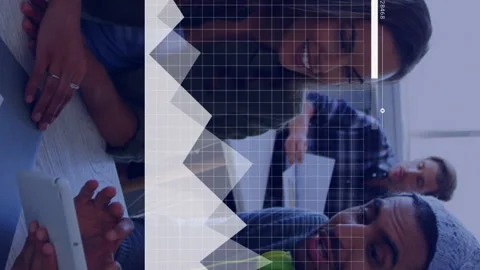 Animation of financial data processing over diverse group of business people Stock Footage 207083236