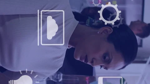 Animation of financial data processing over diverse group of business people Stock Footage 207369823