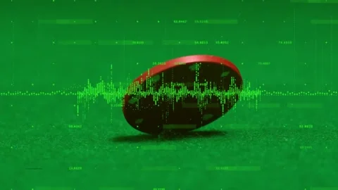 Animation of financial data processing over chip on green background Stock Footage 209493144