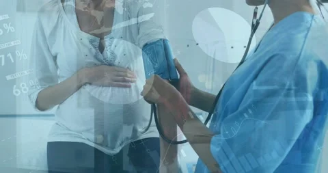 Animation of financial data processing over diverse doctor and patient 스톡 동영상 220591240