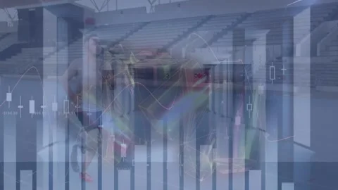 Animation of financial data processing over man running and empty office Stock Footage 220591394