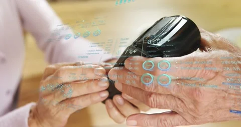 Animation of financial data processing over payment terminal Stock Footage 236591167