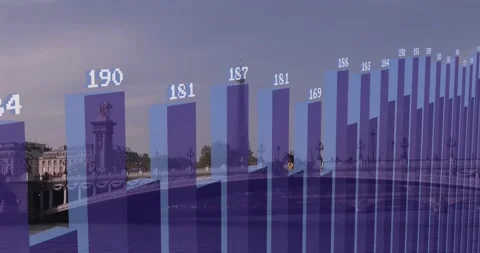 Animation of financial data processing over paris cityscape Stock Footage 238061023