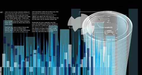 Animation of financial data processing over stacks of silver american dollar Stock Footage 247259240