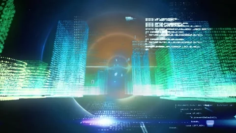 Animation of financial data processing over glowing orange circles Stock Footage 257176093