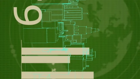 Animation of financial data processing over 3d city and globe Stock Footage 312351464