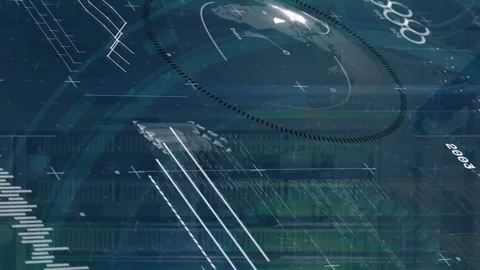 Animation of financial data processing over binary coding Stock Footage 312569836