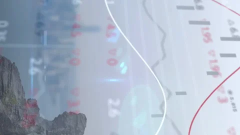 Animation of financial data processing over cityscape Stock Footage 312642404