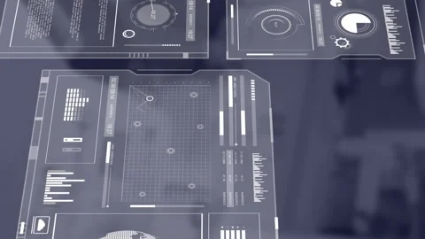 Animation of financial data processing over empty office Stockbeeldmateriaal 312675056