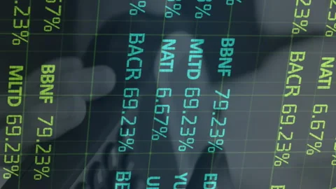 Animation of financial data processing over payment terminal Stock Footage 312695589