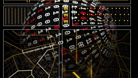 Animation of financial data processing over globe with binary coding Stock Footage 313393890