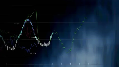Animation of financial data processing over grid on blue background 库存影片 313710892