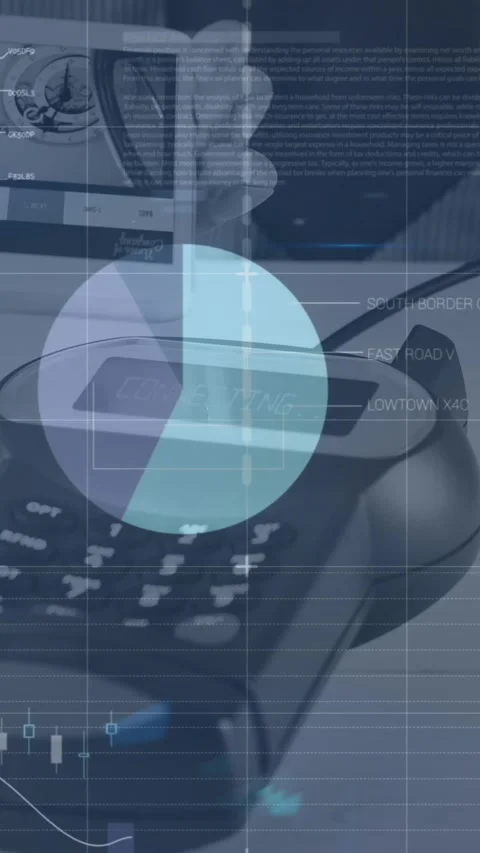 Animation of financial data processing over payment terminal Stock Footage 319371112