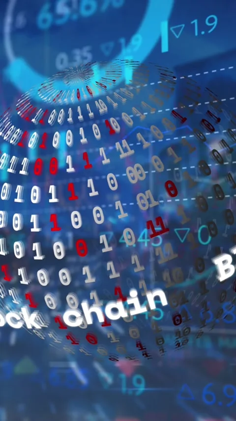 Animation of financial data processing over globe with binary coding Stock Footage 321265818