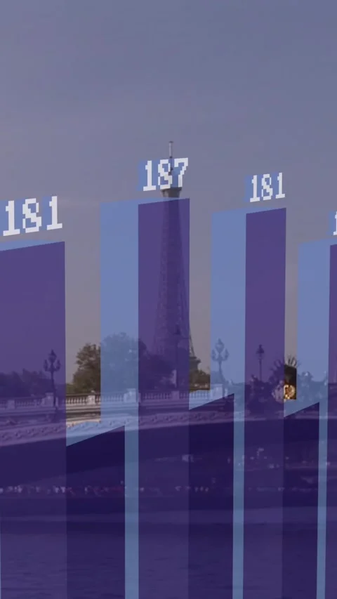 Animation of financial data processing over paris cityscape Stock Footage 321381903