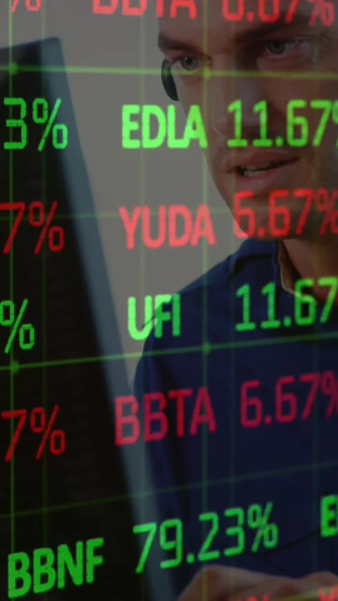 Animation of financial data processing over cardboard boxes on conveyor belt in Stock Footage 321991496