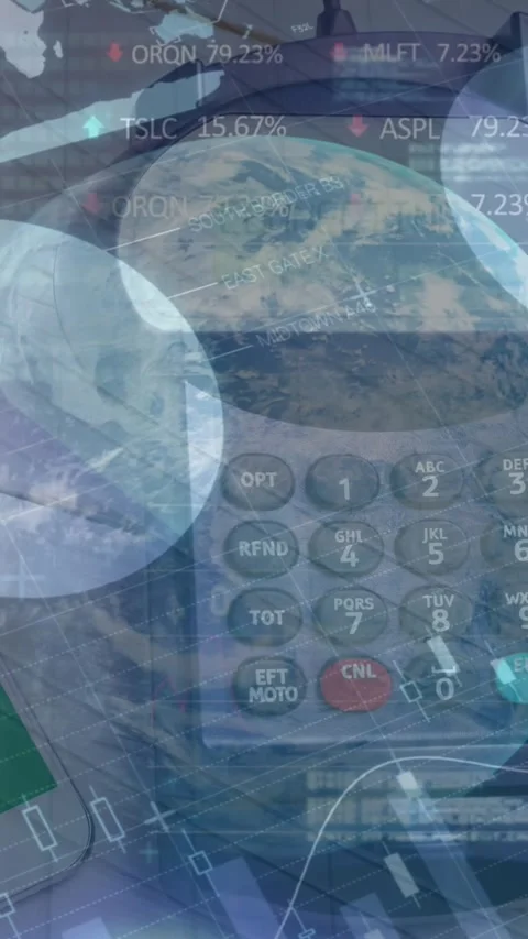 Animation of financial data processing over payment terminal Stock Footage 321991548