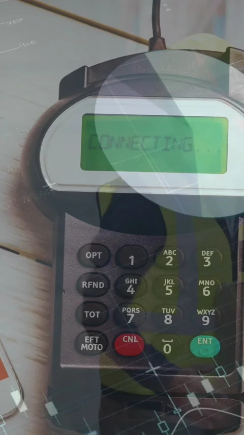 Animation of financial data processing over smartphone and payment terminal Stock Footage 322084197