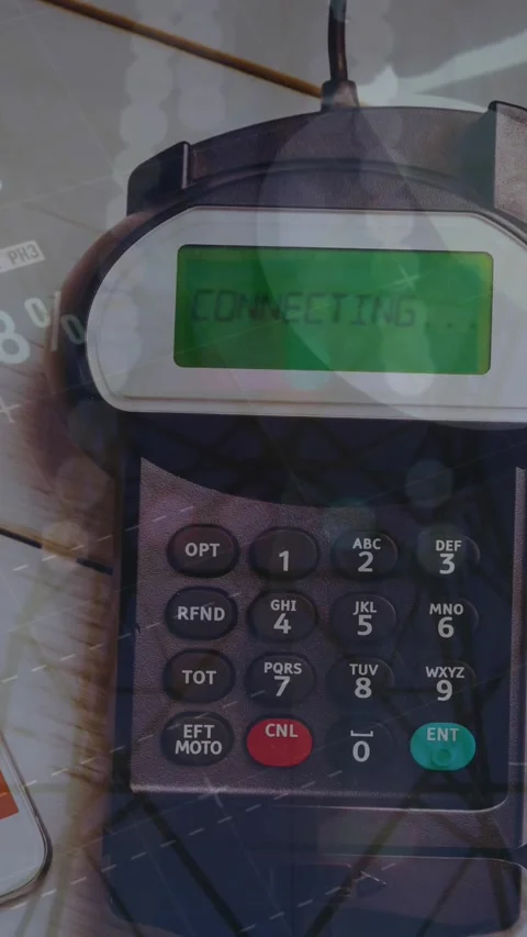Animation of financial data processing over smartphone and payment terminal Stock Footage 322084199