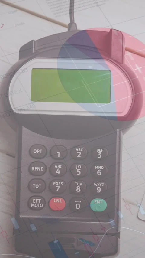 Animation of financial data processing over smartphone and payment terminal Stock Footage 322084208