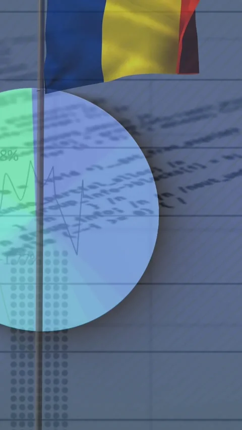 Animation of financial data processing over moving cogs Stock Footage 322210139