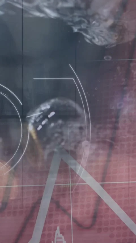 Animation of financial data processing over walking crowd Stock Footage 323248282