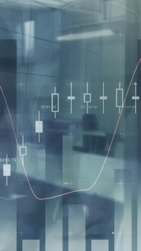 Animation of financial data processing over walking crowd Stock Footage 323248289