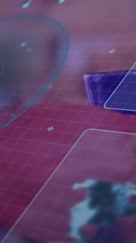 Animation of financial data processing over people using payment terminal Stock Footage 323340075