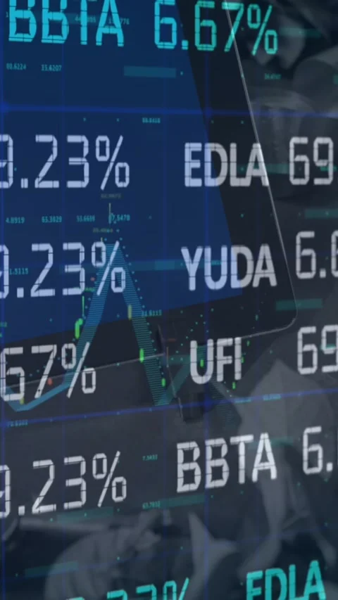 Animation of financial data processing over payment terminal Stock Footage 323340257
