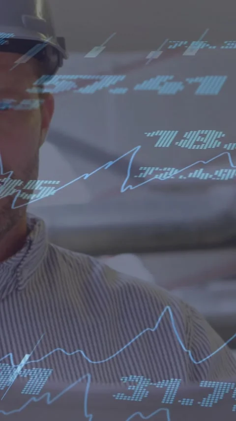 Animation of financial data processing over caucasian male architect in office Stock Footage 323420242