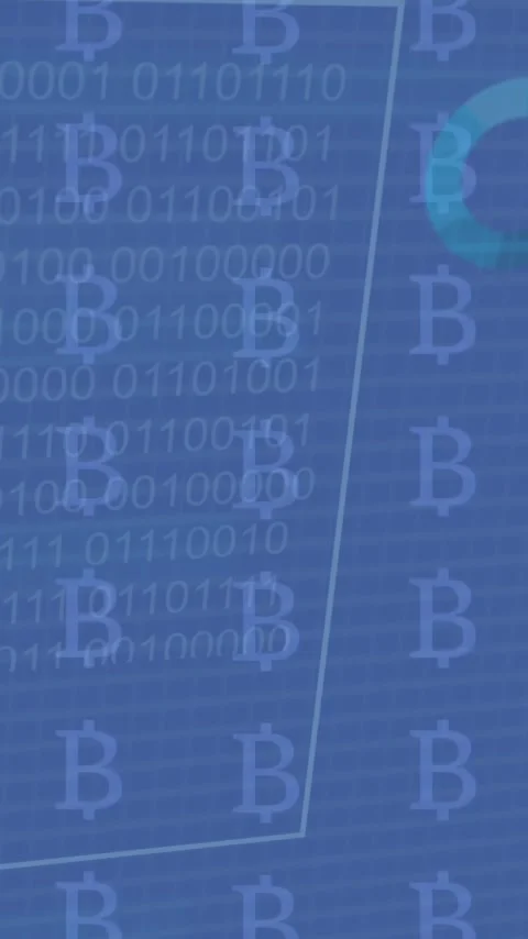 Animation of financial data processing over bitcoin symbols on blue background Stock Footage 323783390