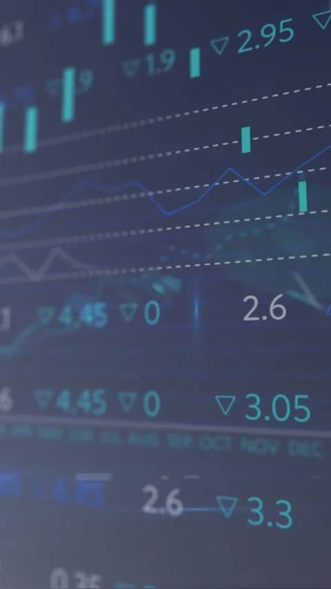 Animation of financial data processing over stacks of coins Stock Footage 323783887