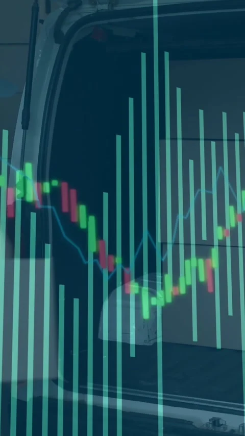 Animation of financial data processing over caucasian delivery man packing boxes Stock Footage 324434340