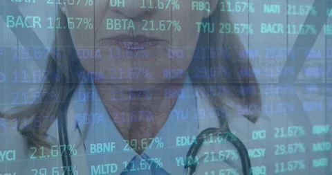 Animation of financial data processing over delivery man and van Stock Footage 326874403
