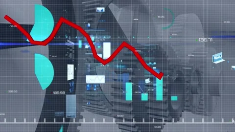 Animation of financial data processing over cogs on white background Stock Footage 327524073