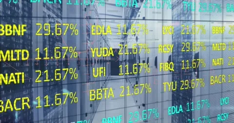 Animation of financial data processing over computer servers Stock Footage 328010093