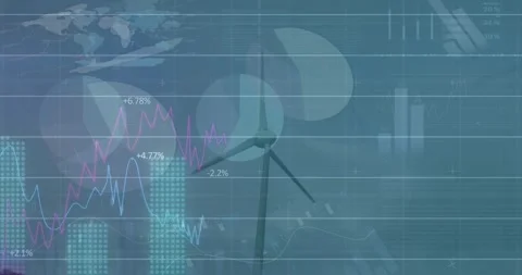 Animation of financial data processing over abstract colorful circles Stock Footage 328298531